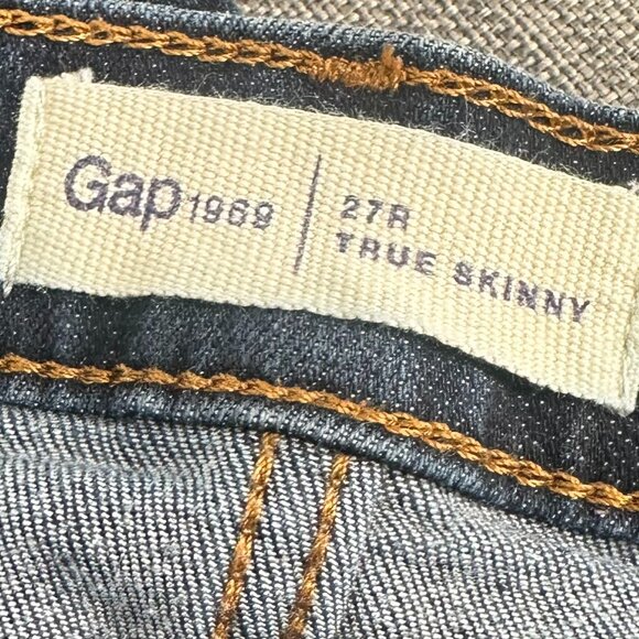 Gap 1960 True‎ Skinny Jeans 27 waist Regular Cotton Blend Low Rise Dark Blue - Picture 3 of 12